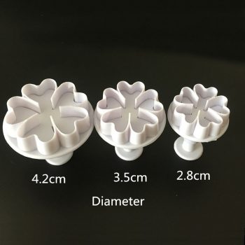 3pcs fondant sugar craft biscuit cookie cutter rose petal heart flower plunger mold cake mold pastry tools
